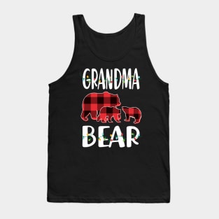 Grandma Bear Red Plaid Christmas Pajama Matching Family Gift Tank Top